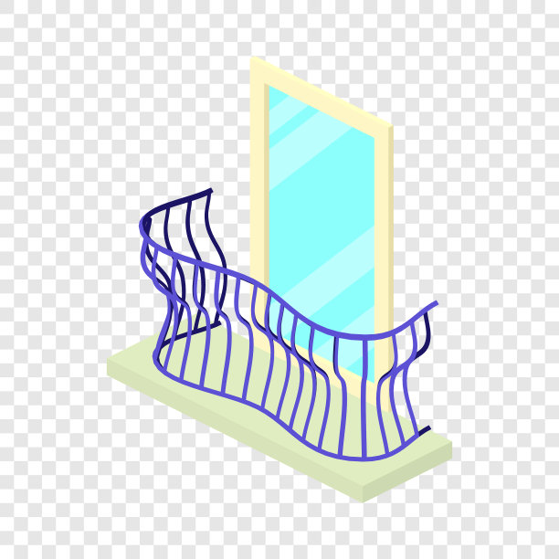 弯曲阳台图标等距三维风格图片下载