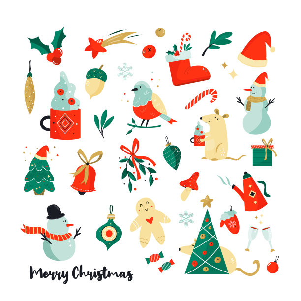 设置圣诞节日元素和图标图片下载