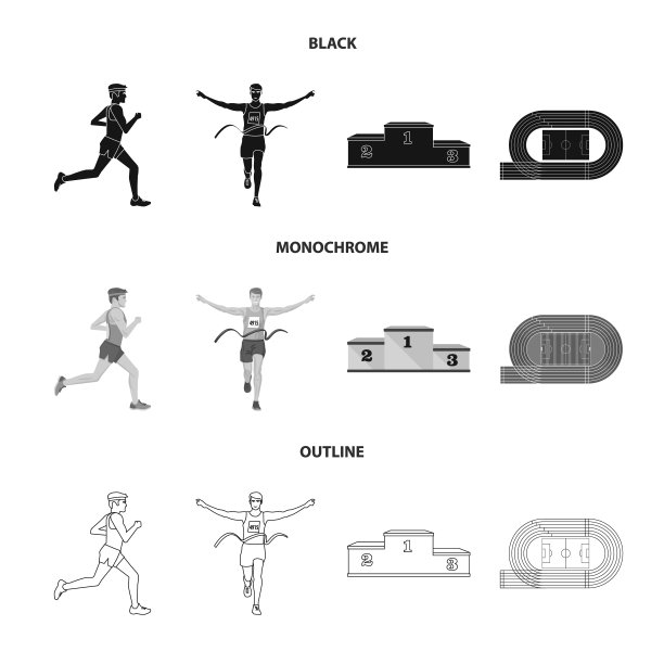 设计运动和冠军标志集图片下载