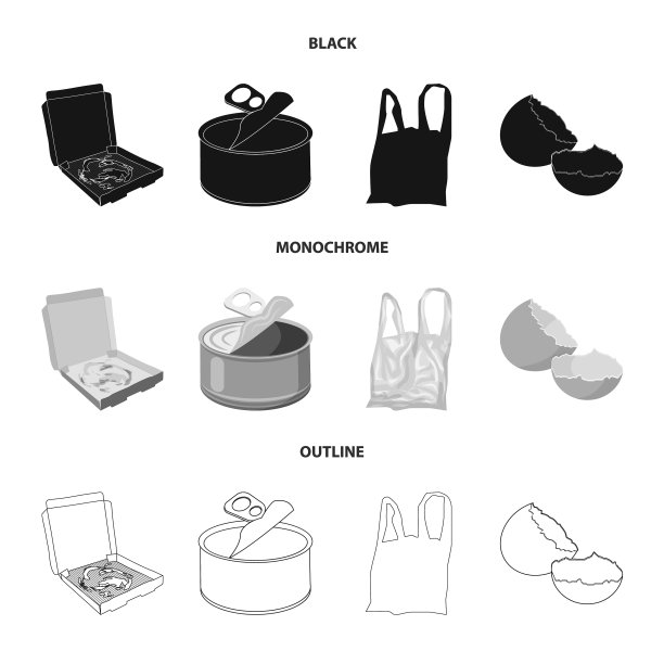 垃圾和垃圾标志设置图片下载
