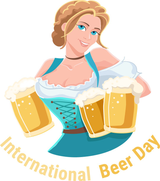 拿着啤酒的漂亮女服务员图片下载