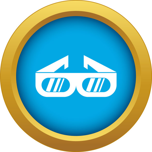 眼镜为3d电影图标蓝色隔离图片下载