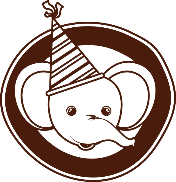 一头大象戴着白色的派对帽图片下载