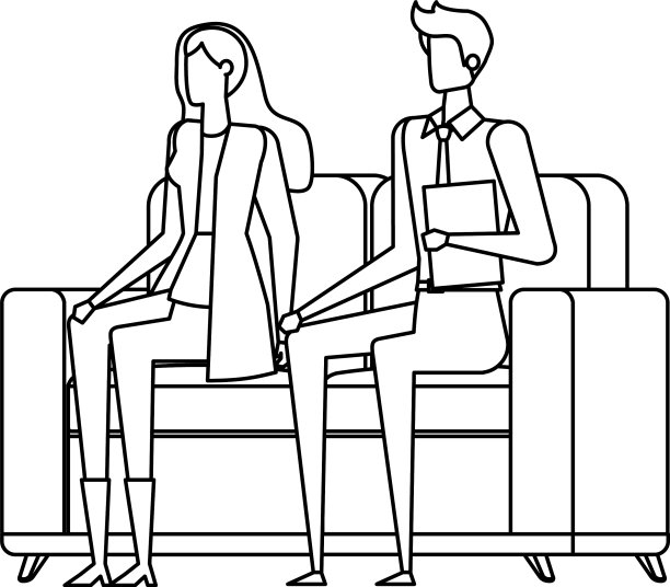 优雅的商务夫妇在客厅工作图片下载