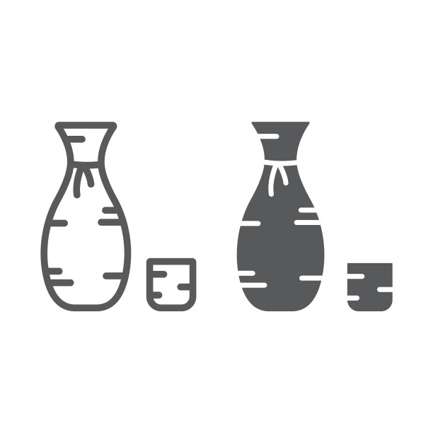 清酒线条和字形象征着亚洲人和饮料图片下载