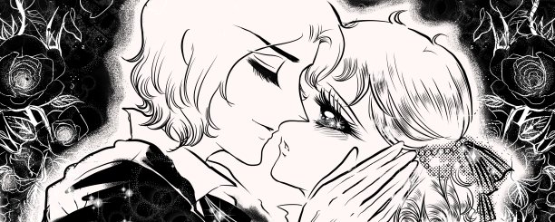 在70年代的手画中，一个金发直卷的公主突然被一个英俊的王子亲吻。图片下载