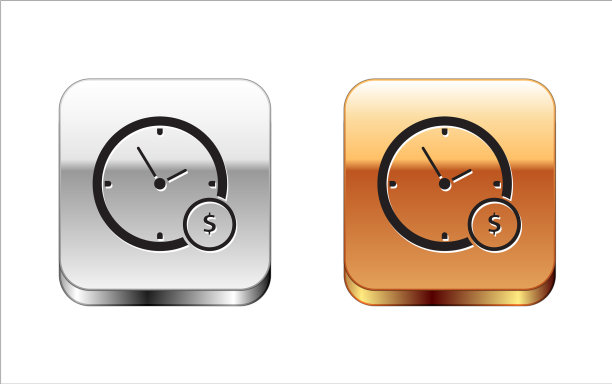 黑色的时间是孤立在白色上的金钱图标图片下载