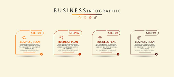 细线业务信息图形流程与模板设计与图标和选项或步骤。矢量图图片下载