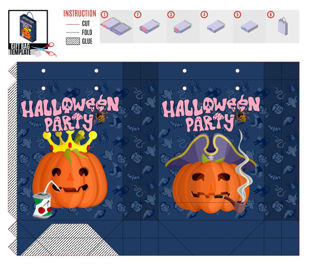万圣节模板橘色南瓜在派对图片下载
