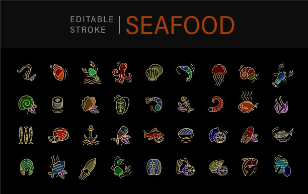 图标和标志的海鲜餐厅或图片下载
