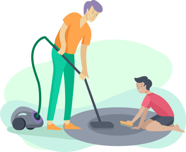 家庭做家务的场景，孩子，男孩图片下载