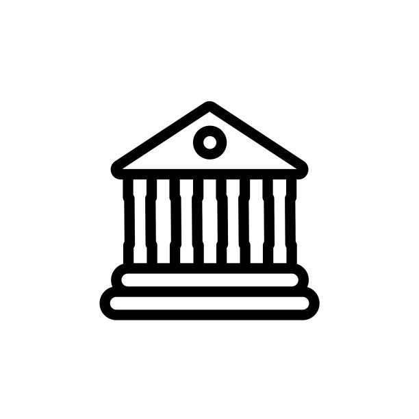 扁平线条银行图标符号Logo模板图片下载