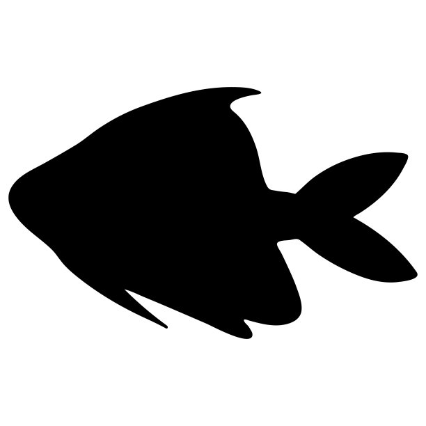 鱼黑色剪影插图孤立在白色背景。图片下载