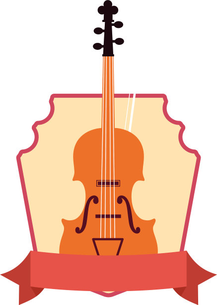 小提琴音乐徽章丝带徽章图片下载