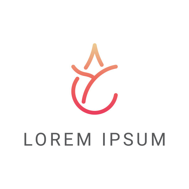 黄橙莲花线标志设计模板图片下载