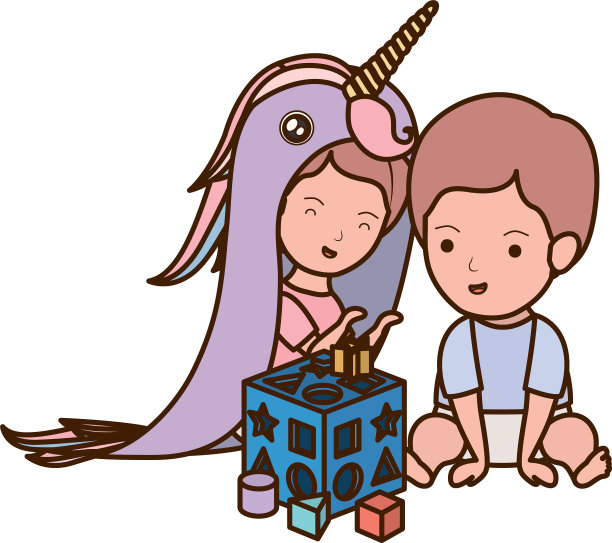 孤立的男婴和女婴设计图片下载