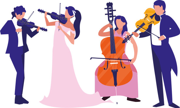 音乐家，演奏乐器的管弦乐队图片下载