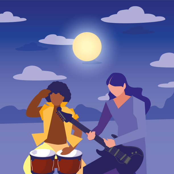 两位男性音乐家演奏乐器图片下载