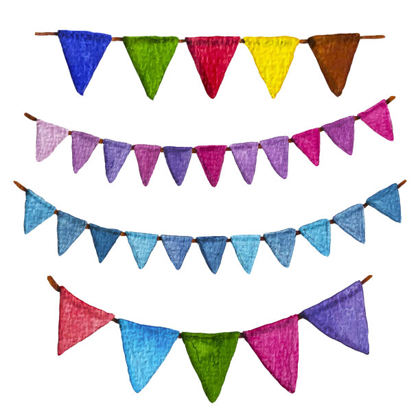水彩插图包与庆祝旗帜，派对旗帜的设计背景，贴纸，海报，横幅，家庭装饰。图片下载