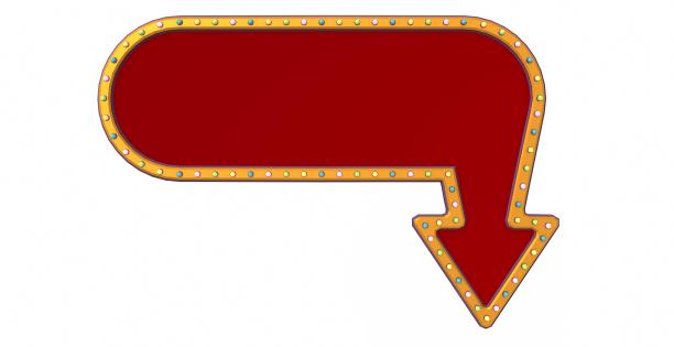 复古广告标志金色边框与彩色灯光在白色背景。三维渲染图片下载