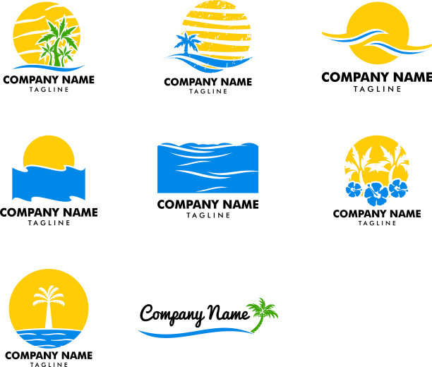 设置海滩图标标志元素图片下载