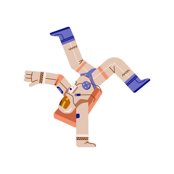 宇航员穿着宇航服在无重力的白色背景下跳舞图片下载