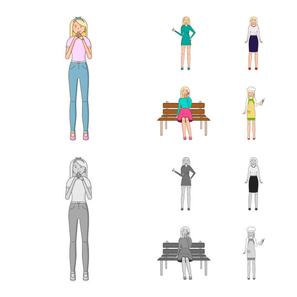 姿势和情绪标志集图片下载