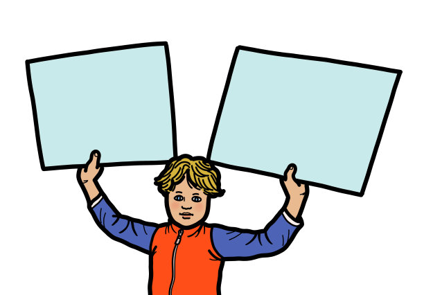 年轻人手里拿着空白的招贴画图片下载