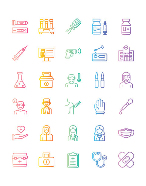 疫苗图标设置30孤立在白色背景上图片下载