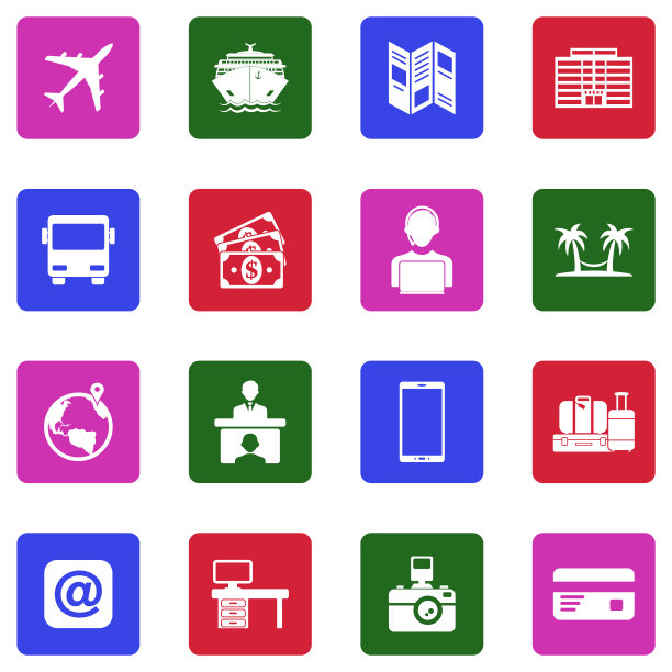 旅行社图标。白色平面设计在广场。矢量插图。图片下载