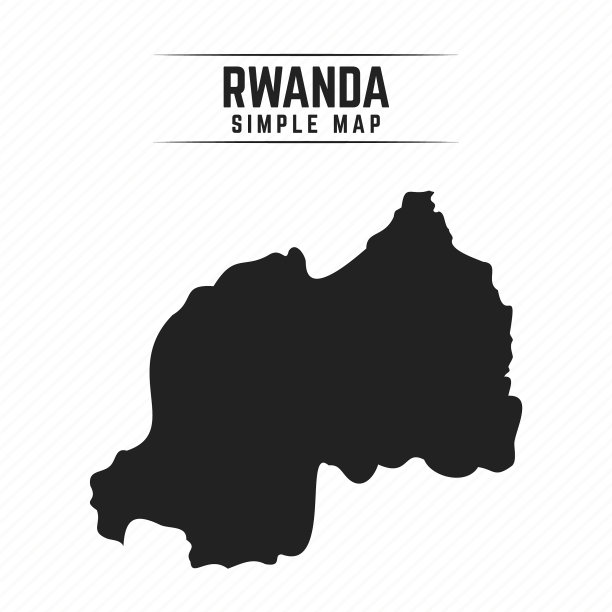 简单的卢旺达黑色地图孤立在白色背景图片下载