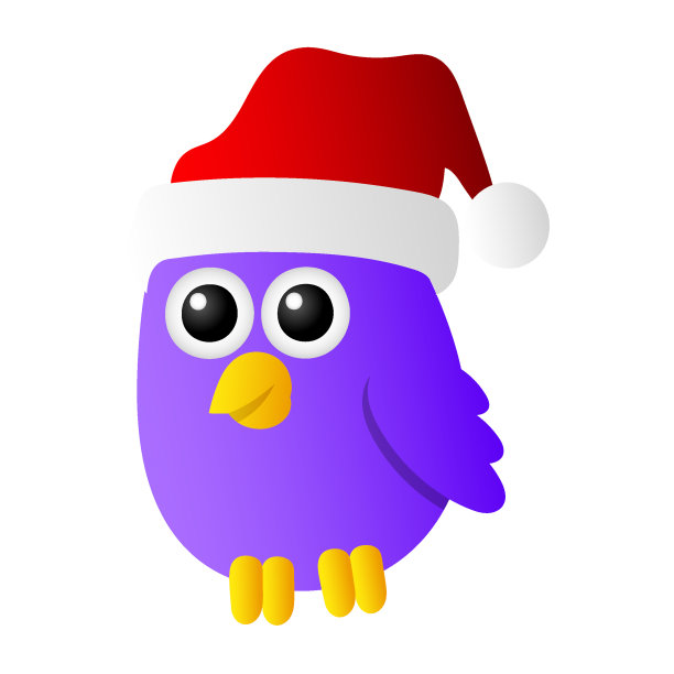 紫色长尾鹦鹉戴着圣诞豆，涂鸦图标形象卡哇伊图片下载