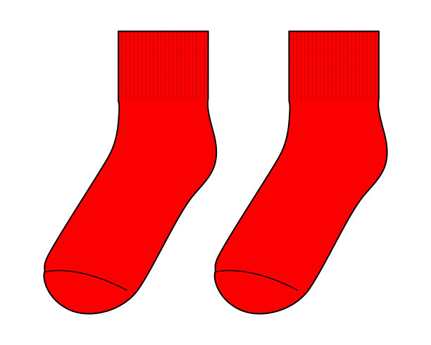 白色背景上的空白红色短袜子模板图片下载