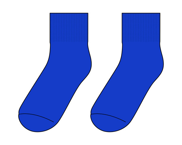 空白蓝色短袜子模板在白色背景图片下载