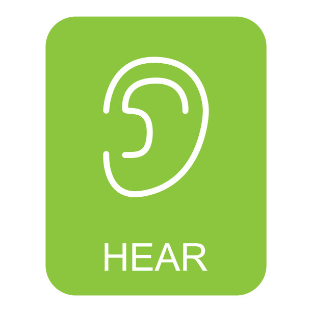 人体解剖平耳图标，听卫生器官矢量图，面部部分符号图片下载