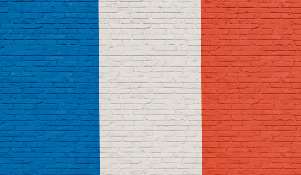 墙上画着法国国旗。图片下载