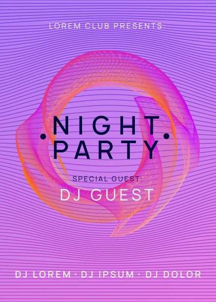 霓虹灯俱乐部传单。电子舞曲。恍惚dj。Electroni图片下载