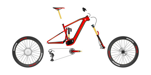 拆卸自行车山地车零件图片下载