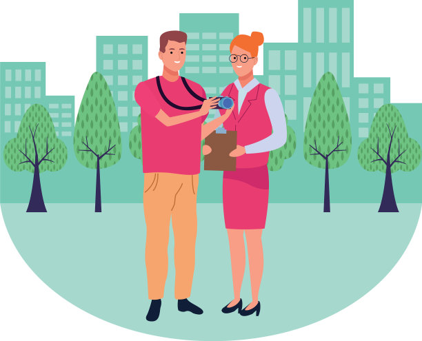 专业人士将微笑的卡通人物组合在一起图片下载