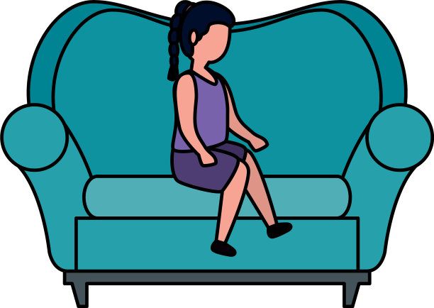 可爱的小女孩坐在沙发上图片下载