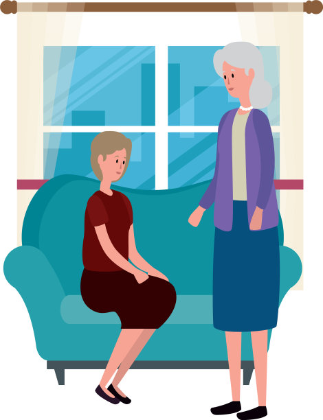 可爱的老奶奶们坐在沙发上图片下载