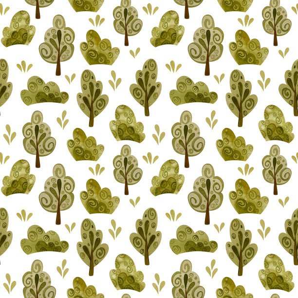 民俗图案的树木和灌木上的白色。图片下载