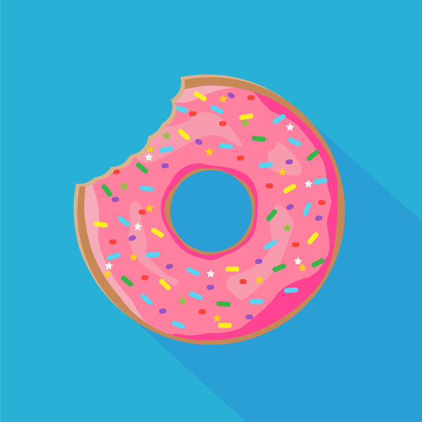 甜甜圈与喷洒孤立在白色背景图片下载