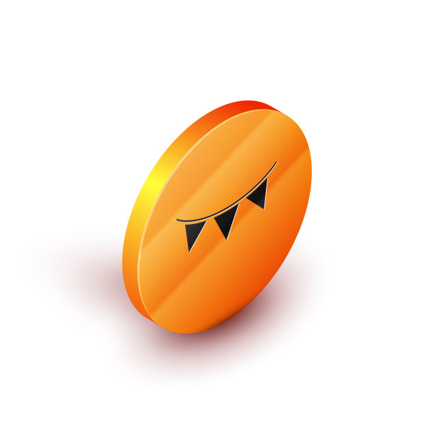 等距嘉年华花环与旗帜图标图片下载