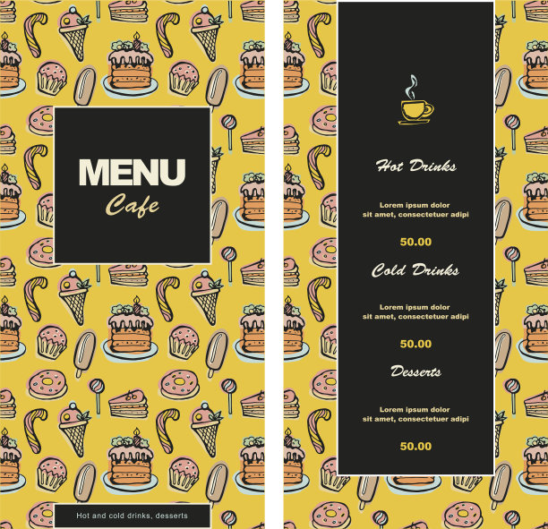 咖啡馆小酒馆快餐店的菜单模板设计图片下载