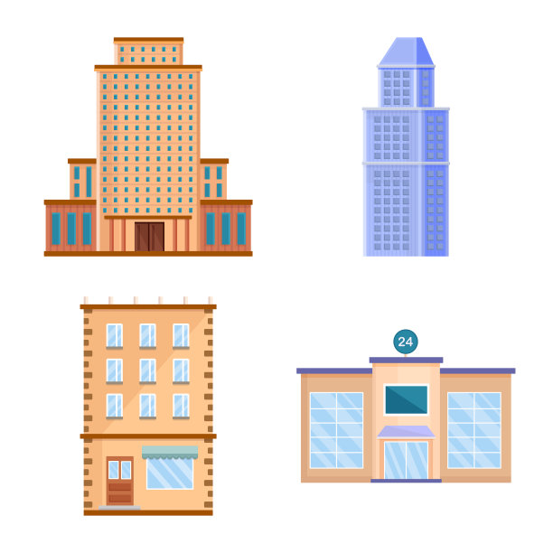 隔离对象立面和建筑标志集图片下载