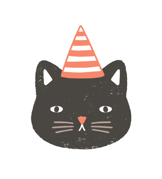 可爱的脸或头戴派对帽子的猫图片下载
