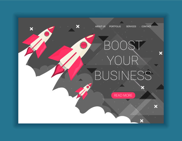 太空火箭飞行在天空平面设计彩色图片下载