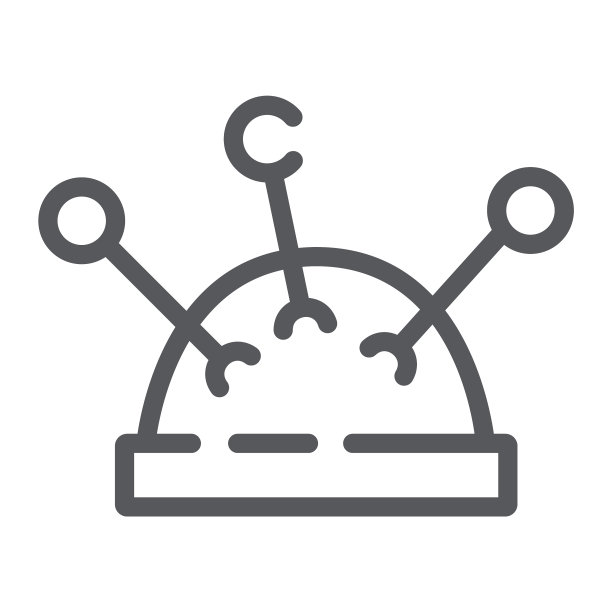 缝纫大头针线条图标工具和缝纫针标志图片下载