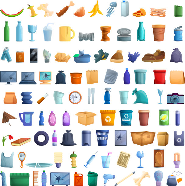 垃圾图标设置卡通风格图片下载